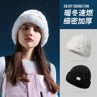 滑雪帽子女士针织帽单板秋冬季 滑雪毛线帽保暖透气防风护耳毛绒帽