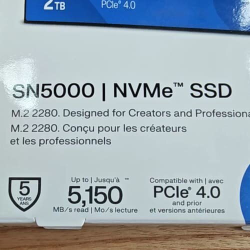 议价WD Blue SN5000 NVMe SSD，2TB容可维修