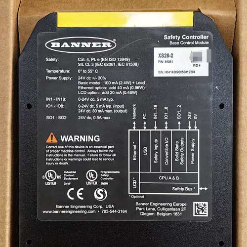 议价BANNER 邦纳 型号：XS26-2，安全控制器，可维修