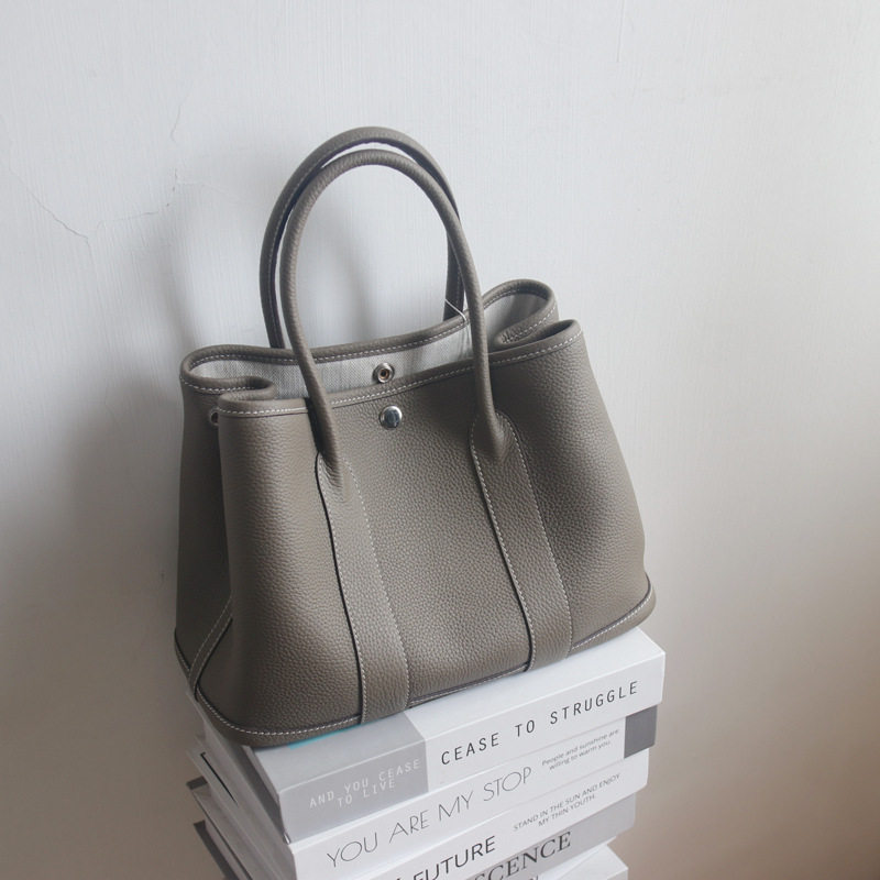 四季通用休闲头层牛皮手提花园包大容量里外全皮女包 women bag