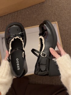 女2026春季 粗跟厚底单鞋 新款 小高跟鞋 复古 玛丽珍法式 喜番SHOP皮鞋