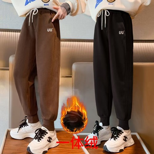 女童时尚洋气运动裤加绒裤