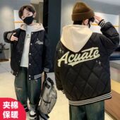 男童棉服秋冬新款 夹棉外套潮 上衣儿童休闲假两件棒球服中大童冬季