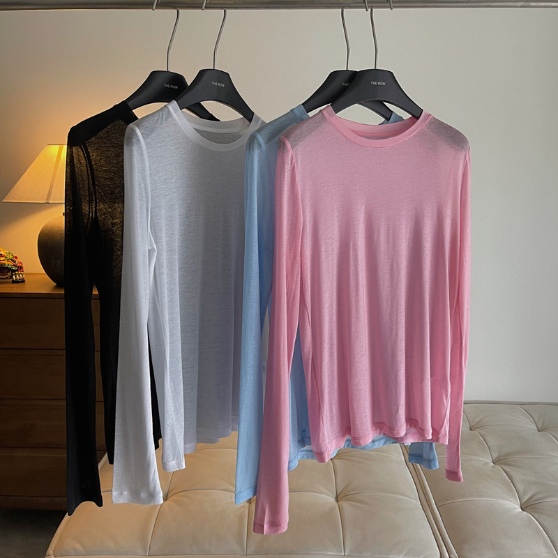 themore极简极奢设计 进口60支兰精天丝 百搭显瘦长袖防晒衫薄t恤