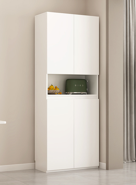 超薄餐边柜一体靠墙现代简约实木定制白色薄柜小户型厨房储物柜