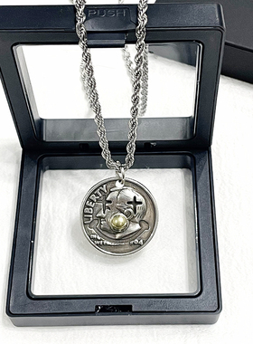 小众设计款百搭男士项链复古潮牌人头像吊坠嘻哈高街潮流双面项链