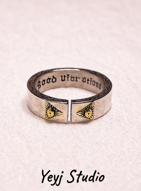 小众复古三角恶魔之眼戒指