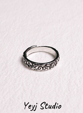 小众设计复古国潮风祥云戒指男生潮流好寓意可调节百搭男女指环戒