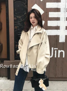 Rou8ao微胖大码女装韩系高级感超好看黑色PU机车皮衣外套深秋初冬