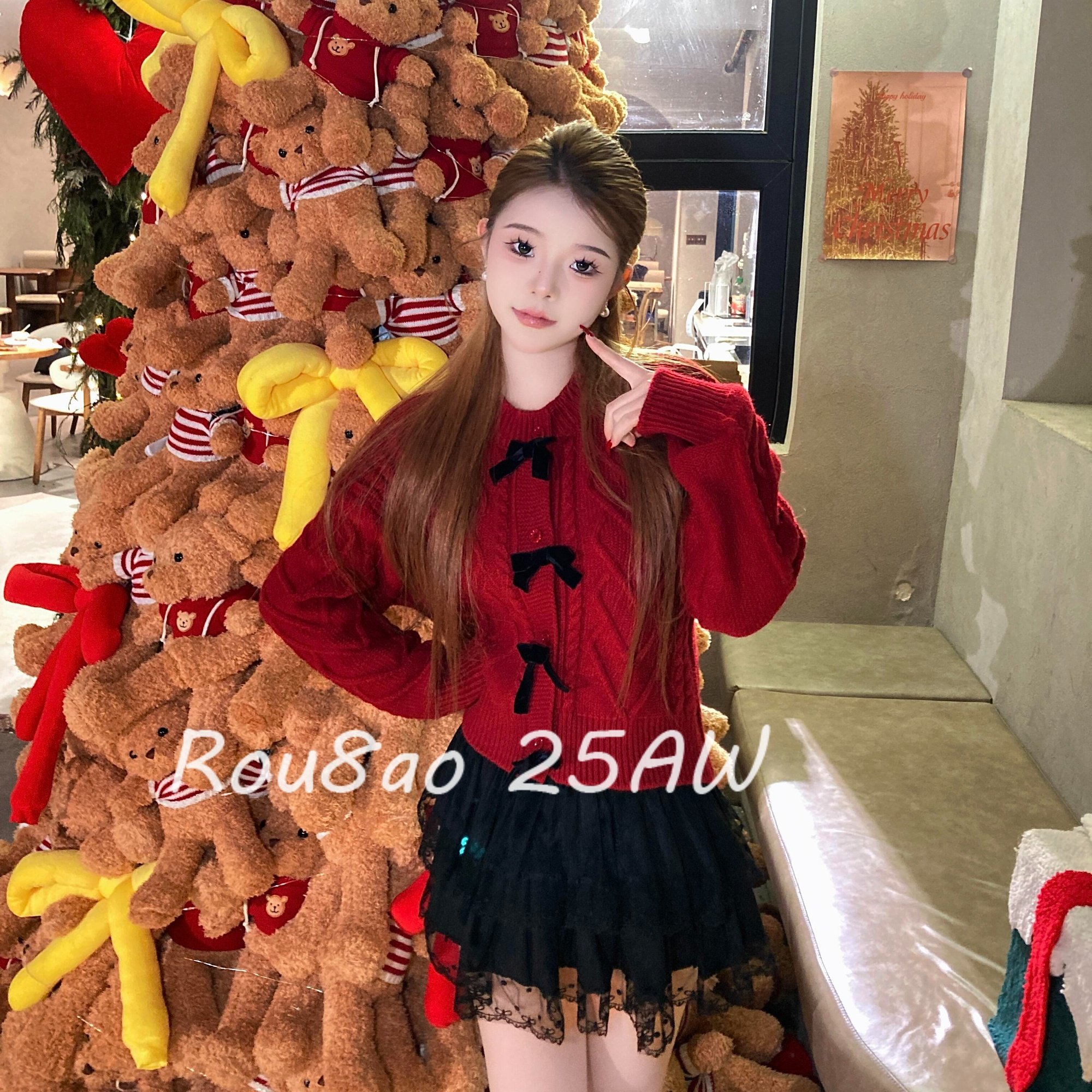 Rou8ao微胖大码女装喜庆圆领蝴蝶结毛衣微胖MM过年穿搭软糯针织衫,女装/女士精品,大码内搭,淘宝优惠券,粉丝福利购,淘宝优惠卷