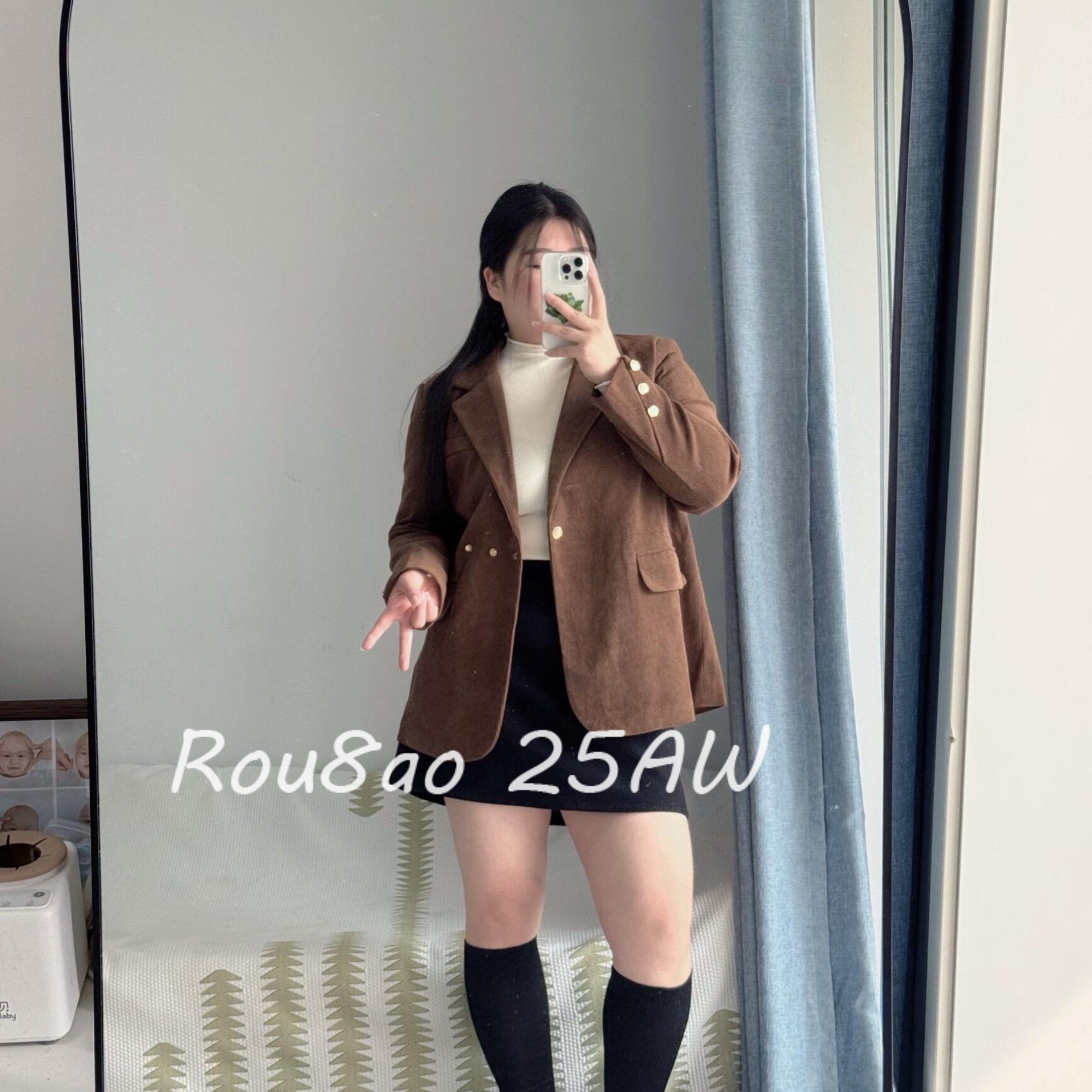 Rou8ao微胖大码女装复古咖色灯芯绒西装外套微胖mm气质显瘦上衣,女装/女士精品,常规大码外套,淘宝优惠券,粉丝福利购,淘宝优惠卷