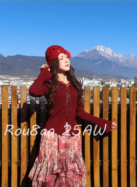 Rou8ao微胖大码女装复古假两件V领拼接蕾丝上衣女蝴蝶结气质内搭