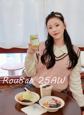 Rou8ao微胖大码女装胖妹妹拼接polo领假两件针织衫学院风显瘦毛衣