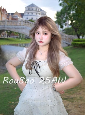 Rou8ao微胖大码女装法式甜美复古连衣裙泡泡袖波点蛋糕裙显瘦短裙