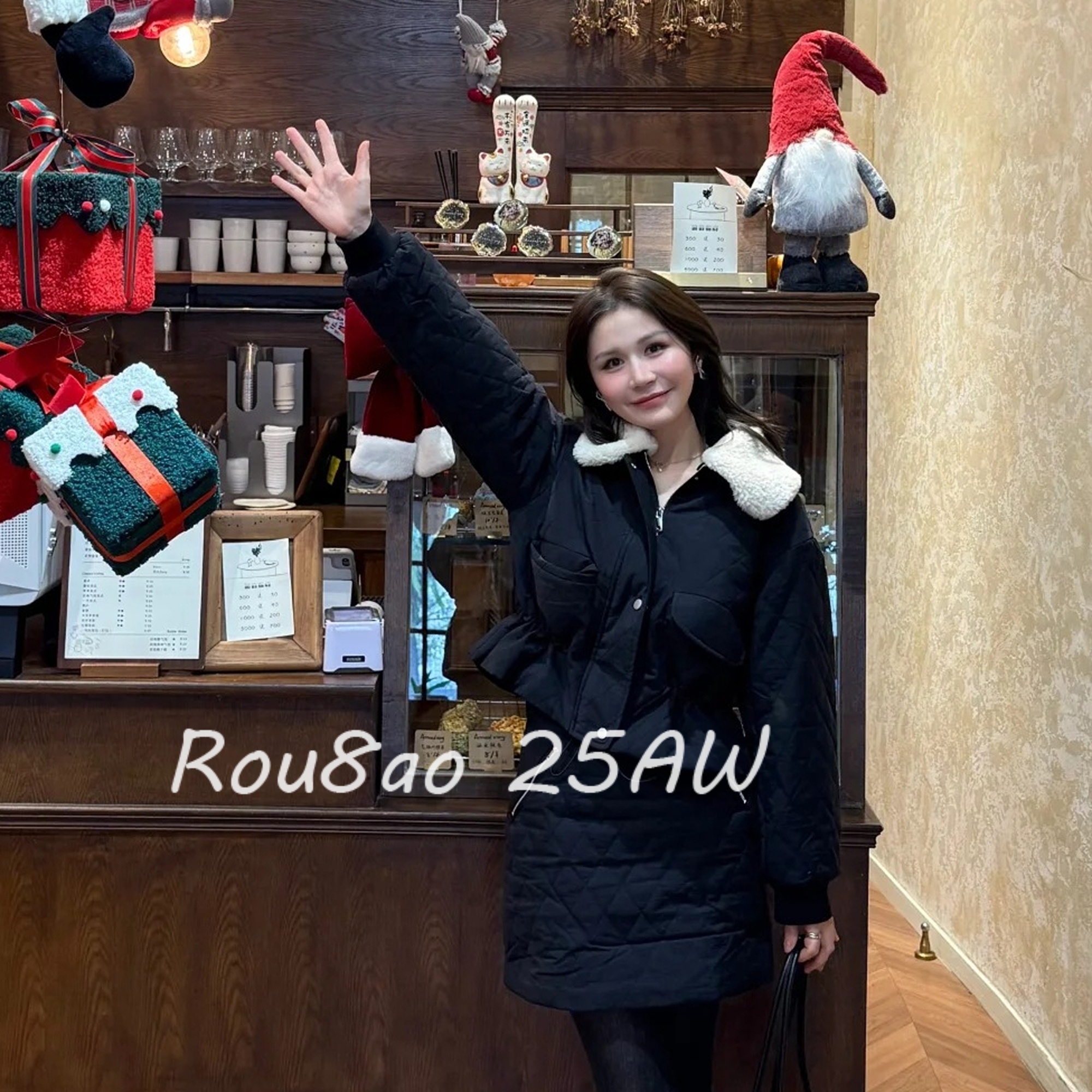 千金风短款显瘦胖MM小香风套装