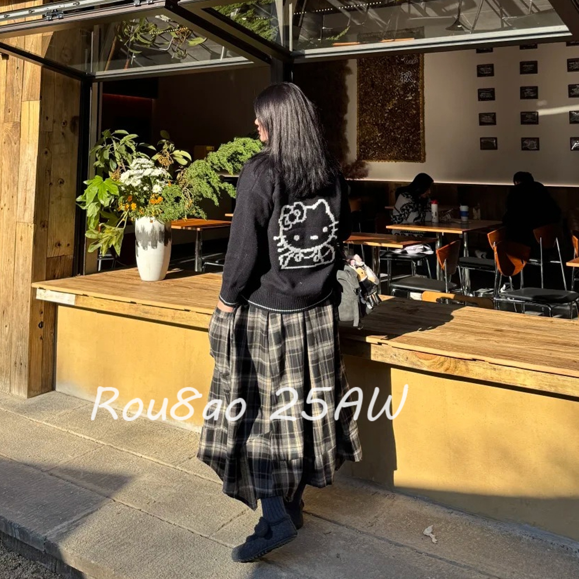 可爱猫咪刺绣绵羊毛毛衣保暖外套