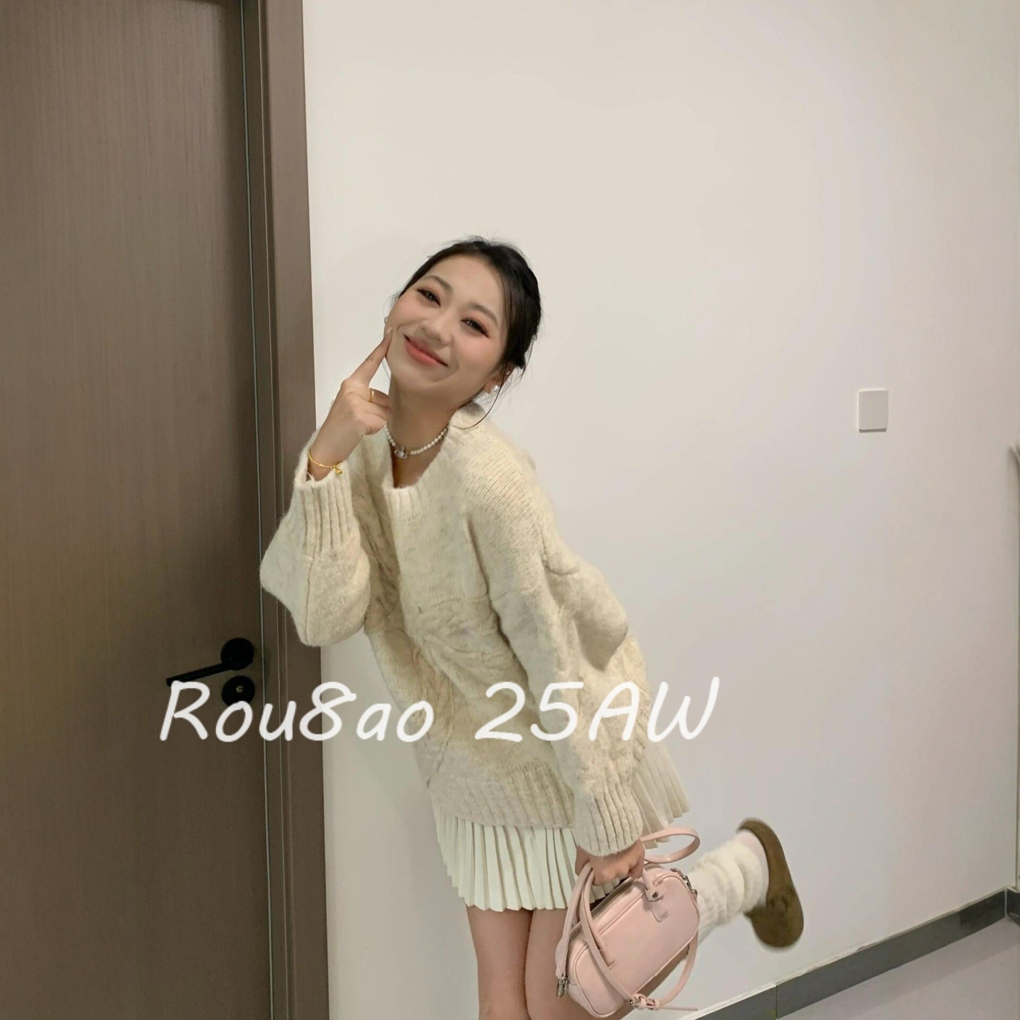 Rou8ao微胖大码女装洋气设计感麻花蝴蝶结毛衣胖mm气质显瘦上衣,女装/女士精品,大码内搭,淘宝优惠券,粉丝福利购,淘宝优惠卷