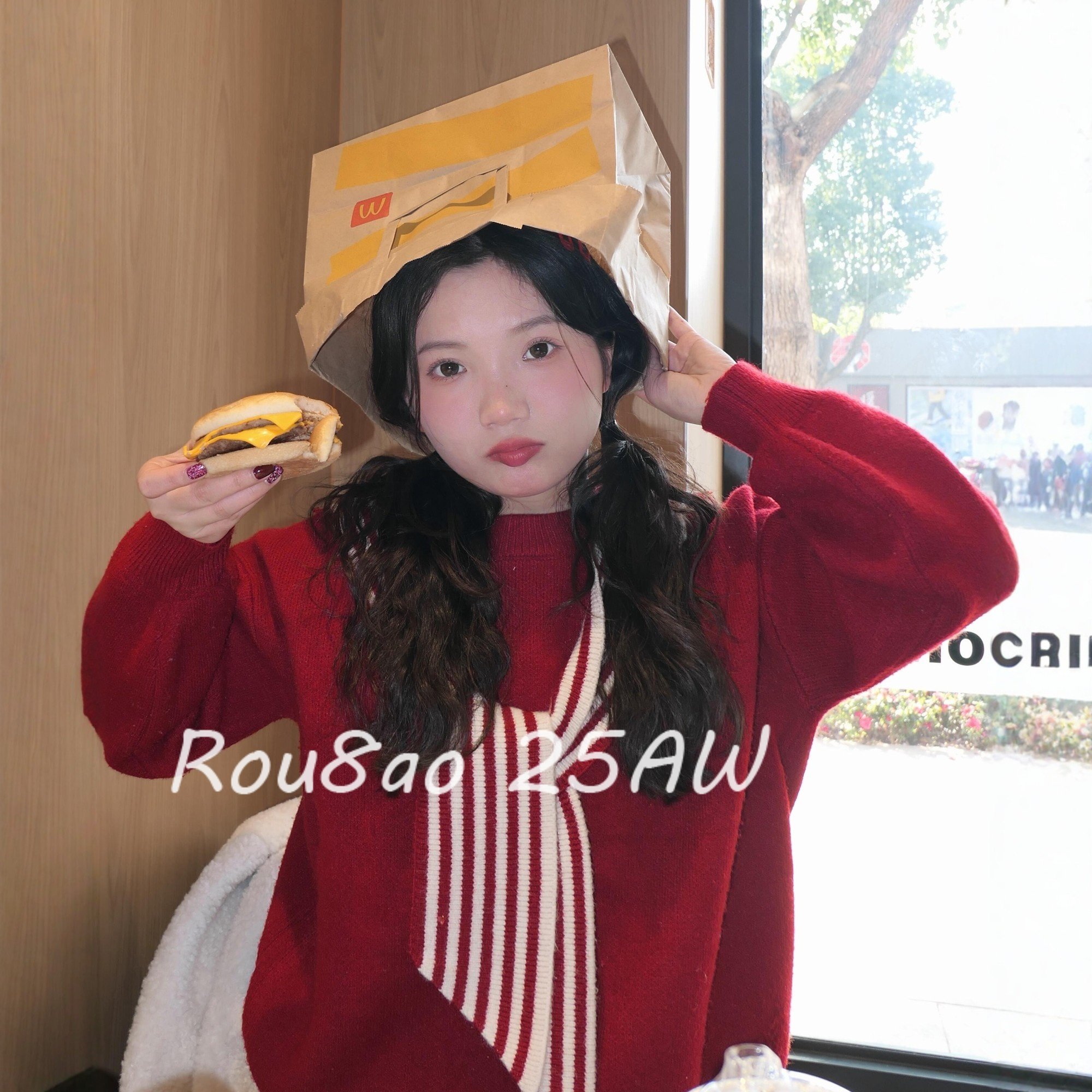 Rou8ao微胖大码女装拼接条纹披肩针织毛衣微胖mm新年喜庆红色毛衣,女装/女士精品,大码内搭,淘宝优惠券,粉丝福利购,淘宝优惠卷