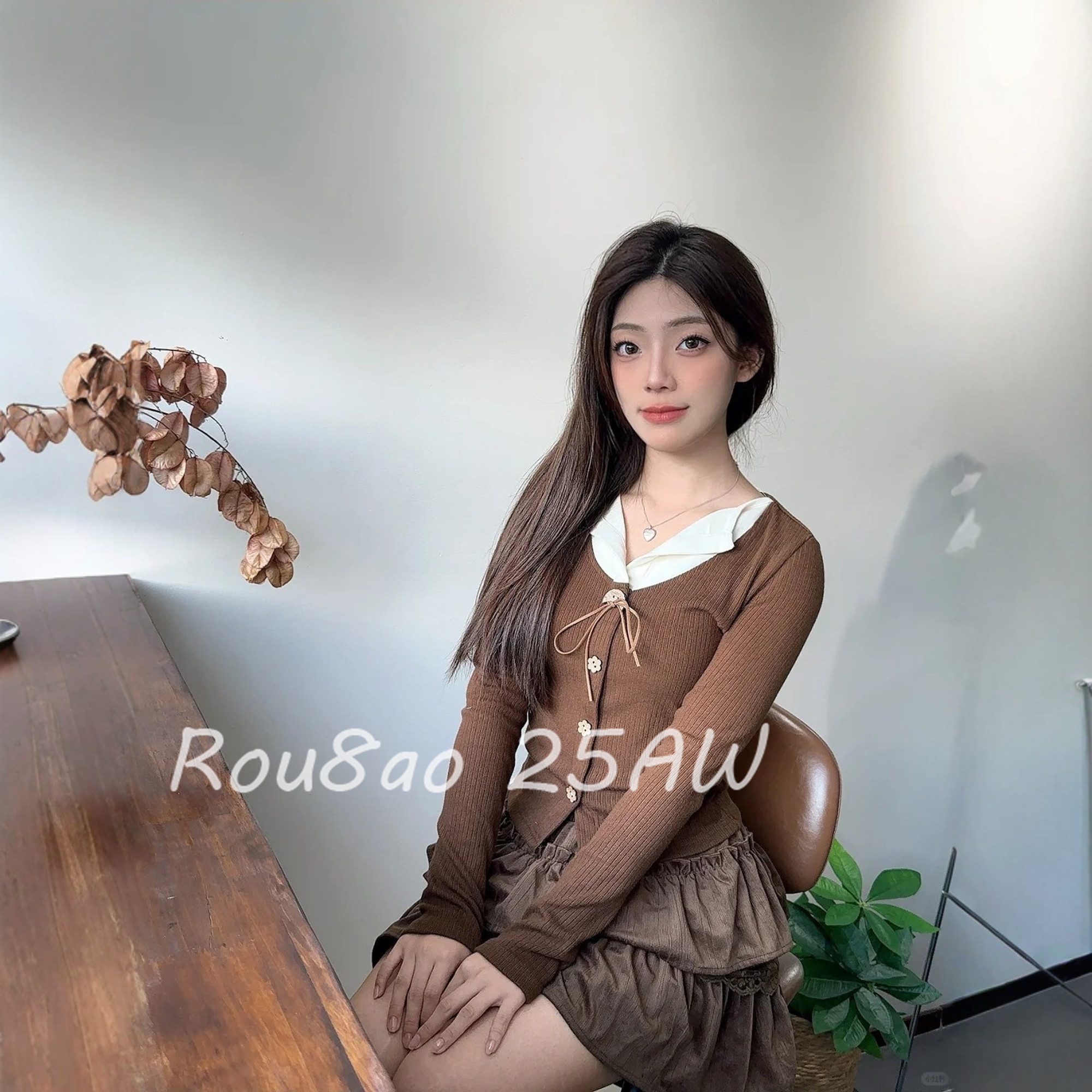 Rou8ao微胖大码女装甜美减龄假两件撞色针织开衫长袖显瘦内搭上衣,女装/女士精品,大码内搭,淘宝优惠券,粉丝福利购,淘宝优惠卷