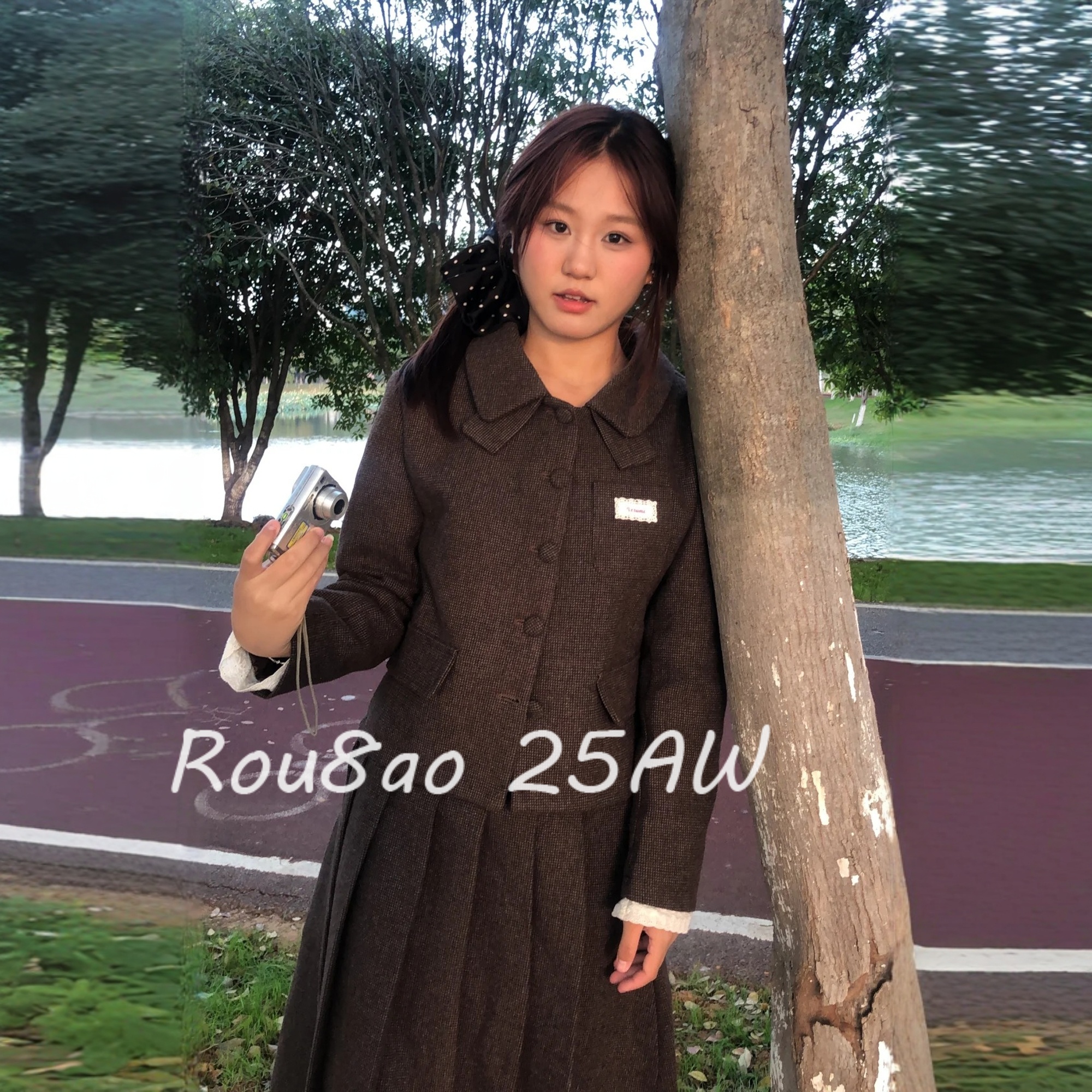 韩版时尚套装呢外套半身裙两件套