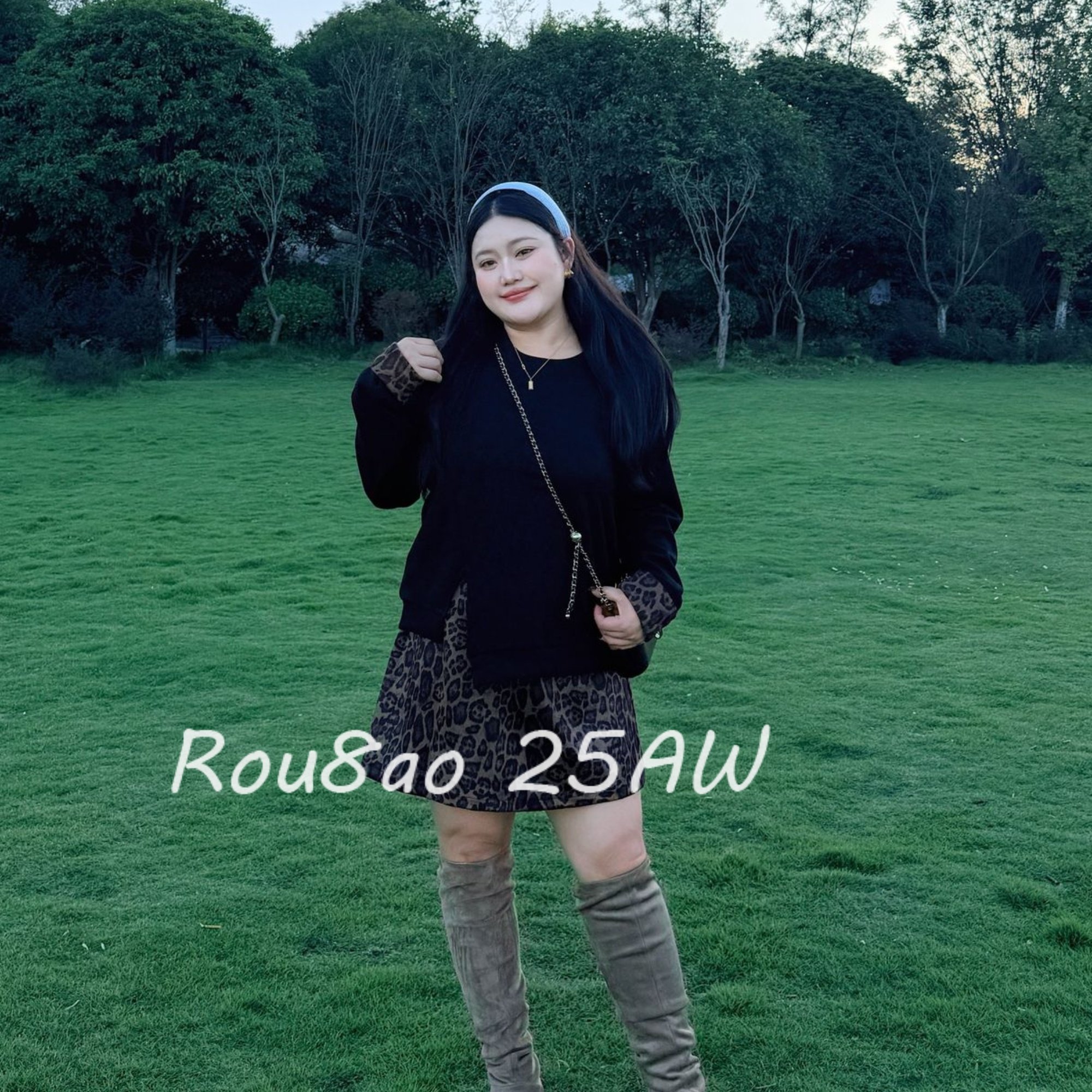 Rou8ao微胖大码女装微胖mm显瘦遮肉豹纹半身裙套装春季减龄两件套,女装/女士精品,大码套装,淘宝优惠券,粉丝福利购,淘宝优惠卷