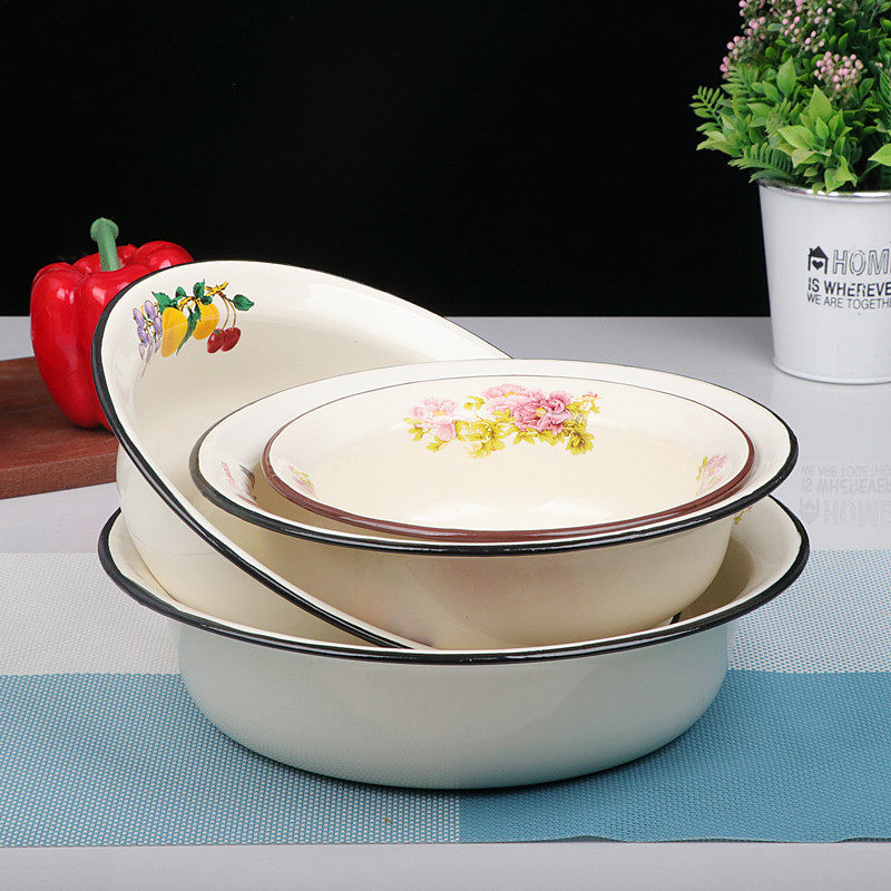 特厚搪瓷平边汤盆经典怀旧盆搪瓷盆搪瓷碗搅拌碗多用汤碗饭盆菜盆,餐饮具,盆,淘宝优惠券,粉丝福利购,淘宝优惠卷