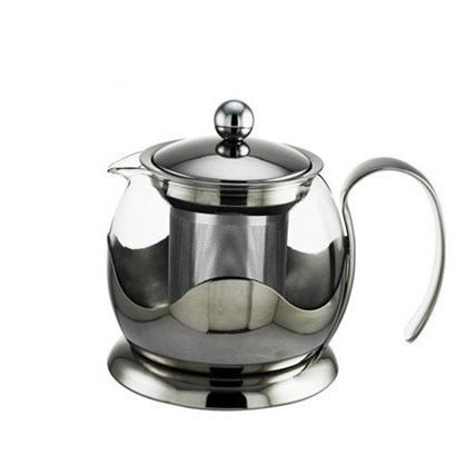 精品雅风不锈钢包边玻璃泡茶壶,大号沏茶壶,耐热玻璃水壶,莲花壶
