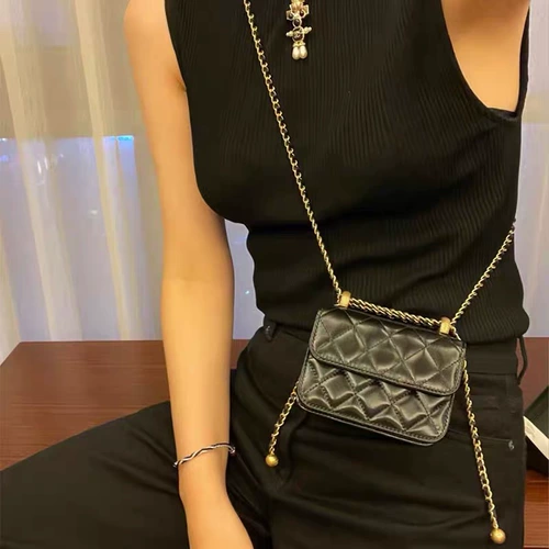 Маленькая поясная сумка, небольшая сумка, сумка на одно плечо, сумка через плечо, коллекция 2023, в стиле Шанель, на цепочке