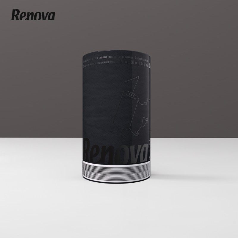 Renova黑色厨房纸吸水吸油卷纸