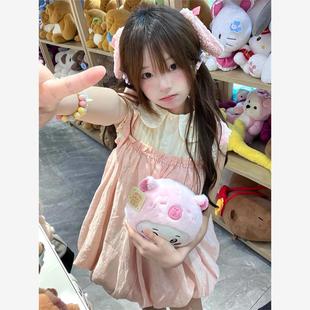 衬衫 日系软妹学院风娃娃领小飞袖 粉色超仙吊带花苞连衣裙女两件套