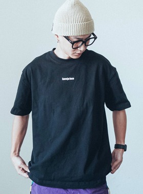 |绝对值|系列男女同款落肩宽松纯棉T恤花灰百搭休闲潮流