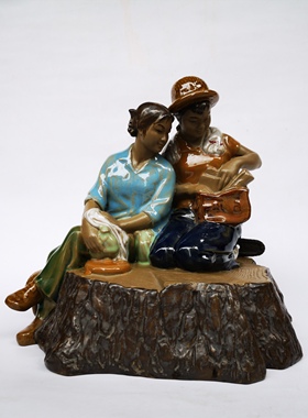 石湾公仔作品文革陶瓷摆件