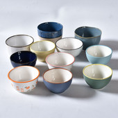 创意米饭碗家用加厚防烫陶瓷碗简约餐具纯色釉下彩特色复古微瑕