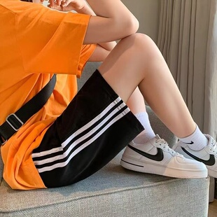 夏季高初中学生运动裤少女中考体育专用宽松休闲阔腿跑步五分短裤