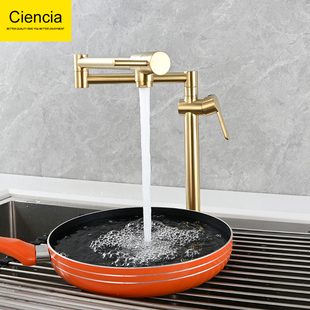 铜冷热厨房水龙头可折叠加长拉伸洗碗池洗衣池龙头旋转菜盆水龙头