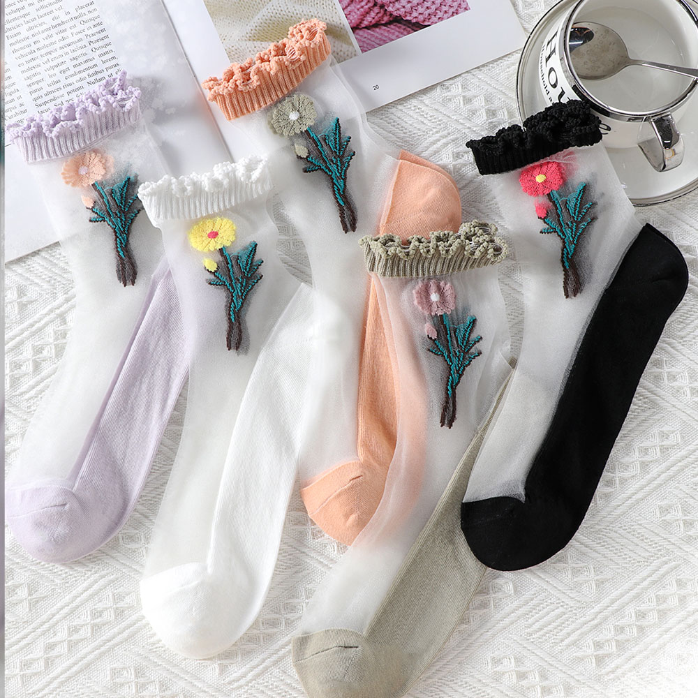 春夏季新品提花棉底丝袜玻璃丝袜