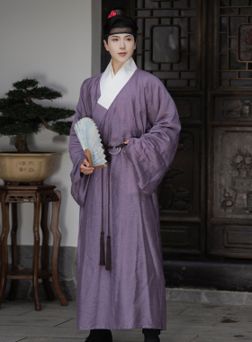 丹雅集 宴游 蝴蝶提花琵琶袖明制道袍紫色直裰天丝春夏男女款汉服