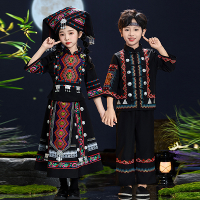广西壮族三月三服装少数民族服装儿童侗族哈尼族女童服饰苗族男童