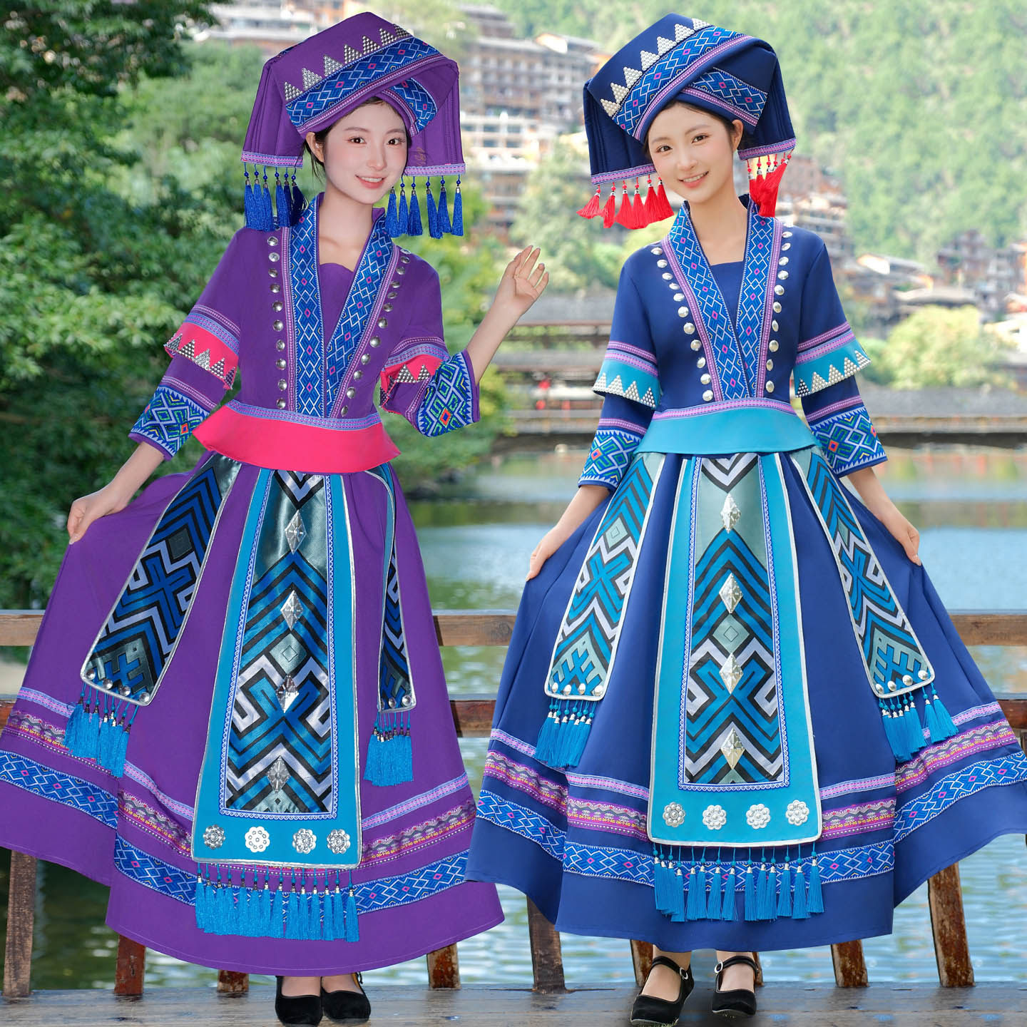 新款广西少数民族壮族三月三服装女款成人苗族哈尼族舞蹈演出服装