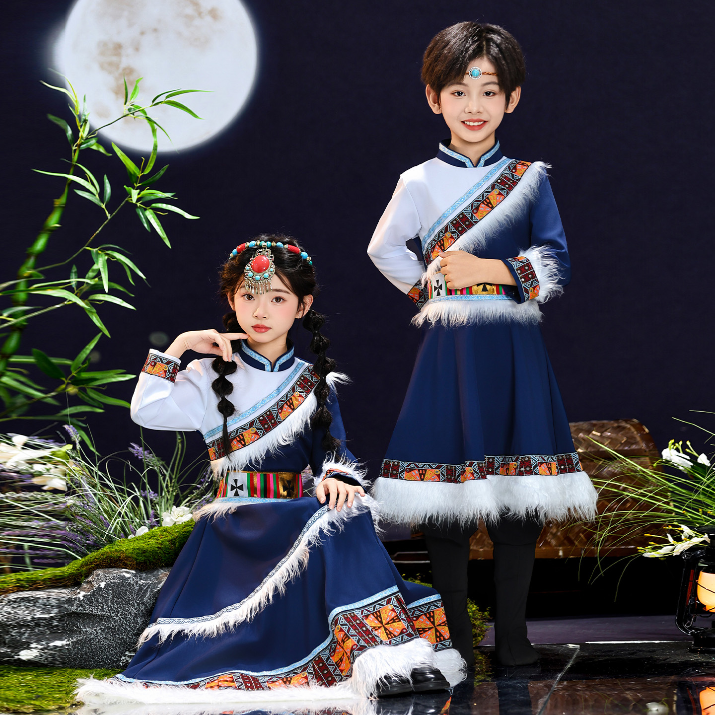 藏族男女童56民族舞蹈演出服