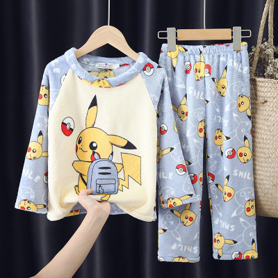 秋冬季儿童睡衣男童家居服法兰绒