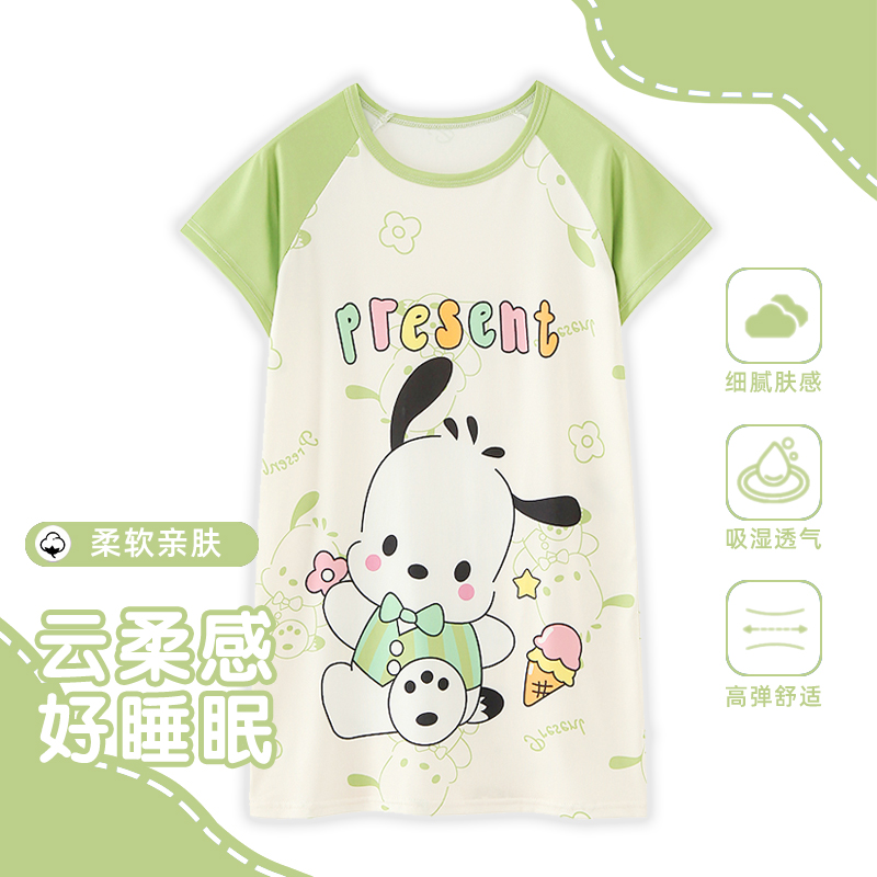 女童睡裙2024新款夏季短袖儿童睡衣裙子女孩夏天宝宝家居服棉薄款