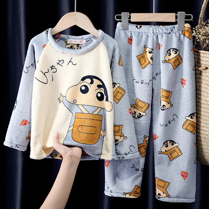 秋冬季儿童睡衣法兰绒女孩中大童