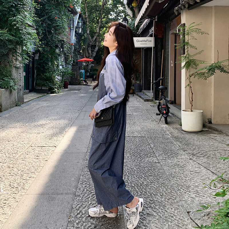 【春季现货】背带裤Q996P100K168,女装牛仔裤,沁古纱衣