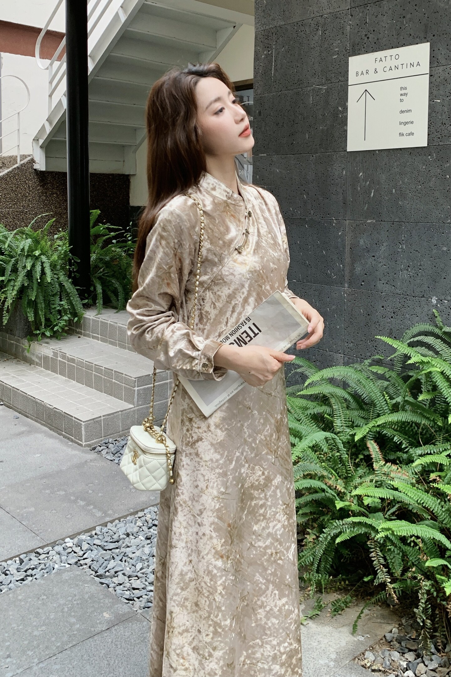 【新品出货中】自制新中式改良丝绒印花连衣裙C9102P145K238,女装连衣裙,2C321
