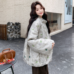 新品【面料已定】提花炒色重工刺绣花苞棉服D678 P195 K288图片