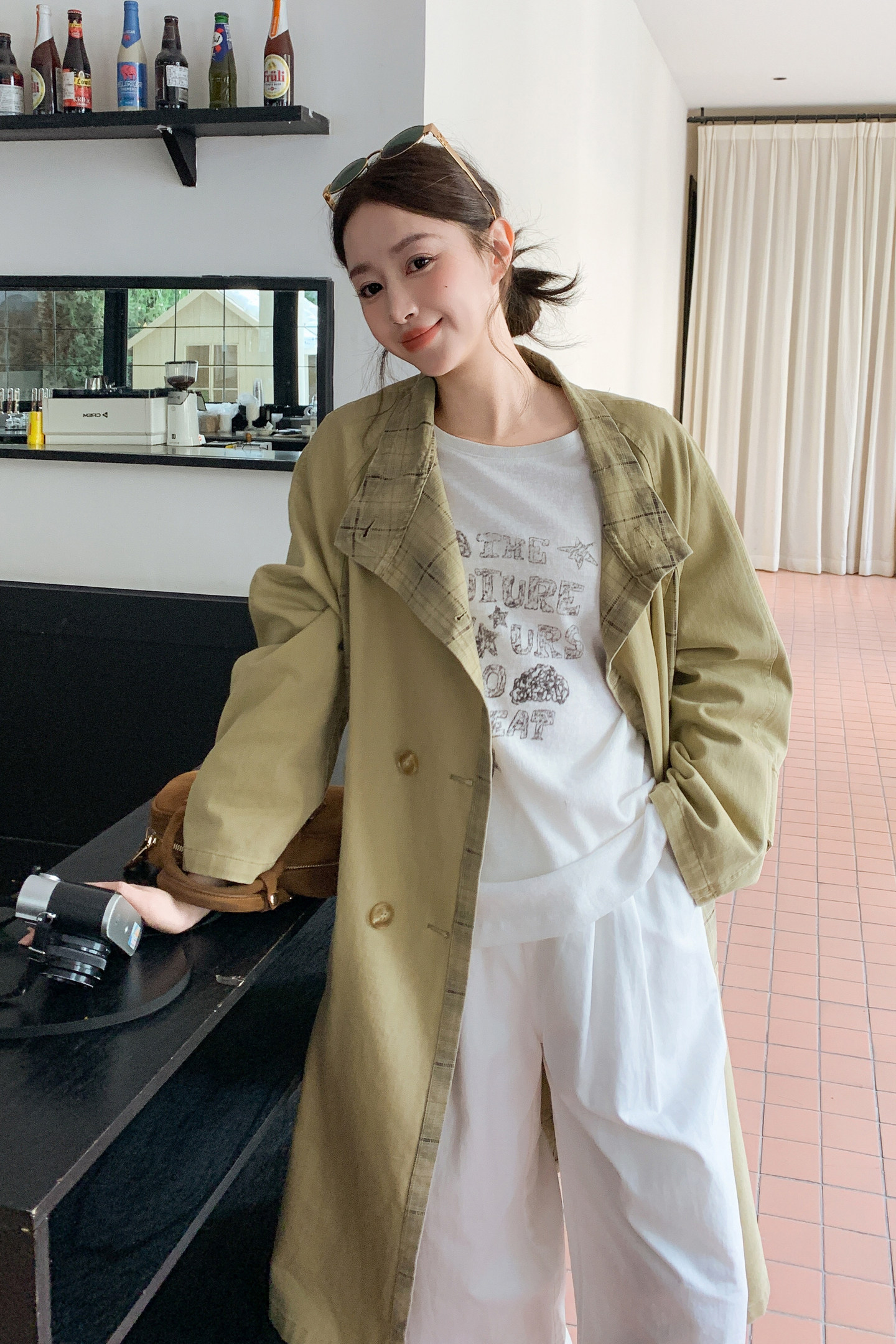 【自制特调色新品】做旧印花格子风衣C9105P165K278,女装短外套,2C321