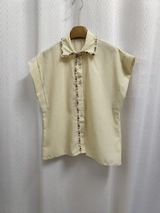 开衫 2025女装 饰小飞袖 新品 上衣 度假风polo领手工装