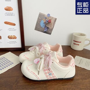 粉色丑萌泡芙女鞋2026秋季新款小众设计板鞋韩版学生运动小白鞋子