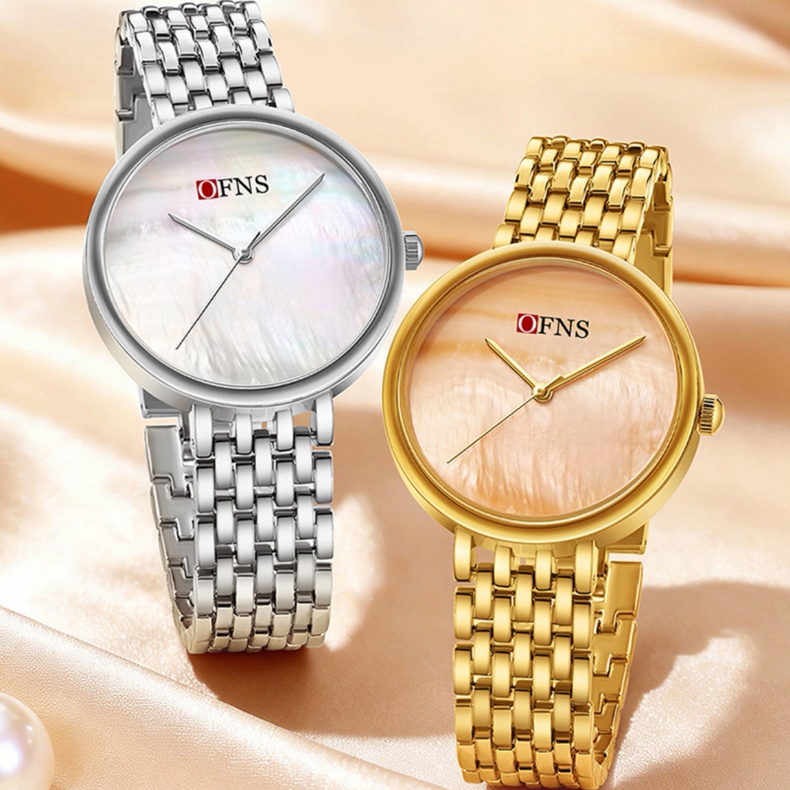 新款典雅气质合金女式时装手表防水珠光幻彩贝母商务百搭石英腕表